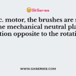 In a d.c. motor, the brushes are shifted from the mechanical neutral plane in a direction opposite to the rotation to