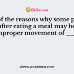 One of the reasons why some people cough after eating a meal may be due to the improper movement of ______