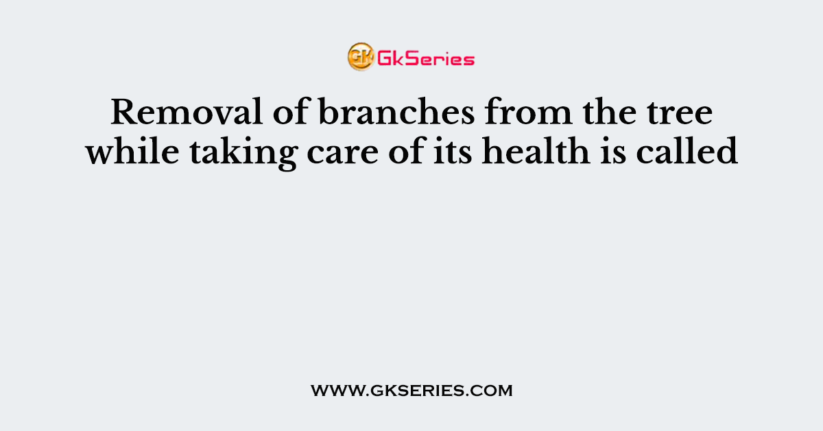 Removal of branches from the tree while taking care of its health is called