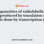 Small quantities of radiolabelled RNA can be produced by translation in vitro which is done by transcription in vitro