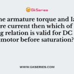 Ta be the armature torque and Ia be the armature current then which of the following relation is valid for DC series motor before saturation?