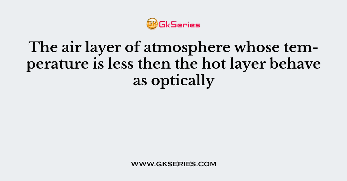 The air layer of atmosphere whose temperature is less then the hot layer behave as optically