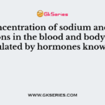 The concentration of sodium and potassium ions in the blood and body fluid is regulated by hormones known as