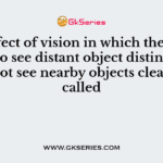 The defect of vision in which the person is able to see distant object distinctly but cannot see nearby objects clearly is called