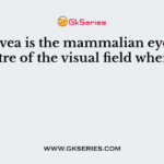 The fovea is the mammalian eye is the centre of the visual field wherein