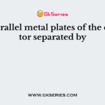 The parallel metal plates of the capacitor separated by