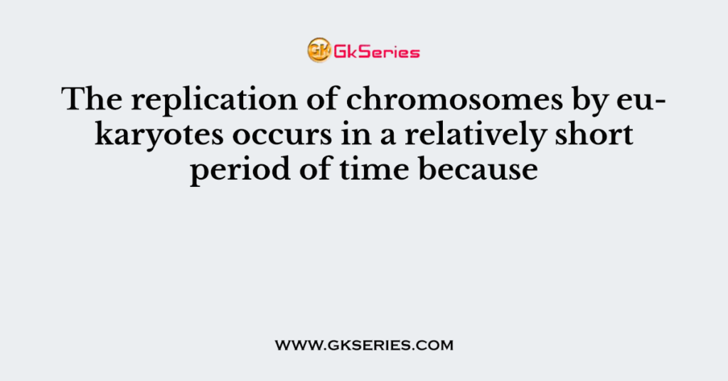 The replication of chromosomes by eukaryotes occurs in a relatively short period of time because