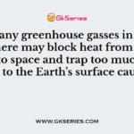 Too many greenhouse gasses in the atmosphere may block heat from escaping into space and trap too much heat next to the Earth’s surface causing