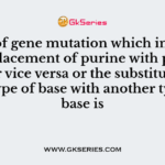 Type of gene mutation which involves the replacement of purine with pyrimidine or vice versa or the substitution of one type of base with another type of base is