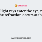 When light rays enter the eye, most of the refraction occurs at the