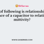 Which of following is relationship of capacitance of a capacitor to relative permittivity?