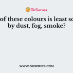 Which of these colours is least scattered by dust, fog, smoke?