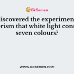 Who discovered the experiments with glass prism that white light consists of seven colours?