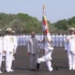President Ram Nath Kovind presents President’s Colour to INS Valsura in Gujarat