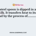 A cold steel spoon is dipped in a cup of hot milk. It transfers heat to its other end by the process of…………….