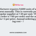 A manufacturer requires 9,600 units of a certain component annually