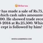 A trader has made a sale of Rs.75,500 out of which cash sales amounted
