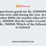 A trader purchases goods for Rs. 2500000, of these 70% of goods were sold during the year. At the end of 31st December 2009, the market value of such goods were Rs. 500000. But the trader recorded in his books for Rs. 750000. Which of the following concept is violated.