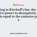 According to Kirchoff's law, the ratio of emissive power to absorptivity for all bodies is equal to the emissive power of a