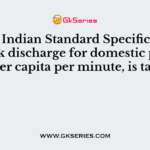 As per Indian Standard Specifications, the peak discharge for domestic purposes per capita per minute, is taken