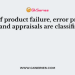 Cost of product failure, error prevention and appraisals are classified as