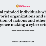 Criminal minded individuals who work for terrorist organizations and steal information of nations and other secret intelligence making a cyber crime are _________