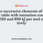Find the successive elements of the periodic table with ionisation energies, 2372, 520 and 890 kJ per mol respectively