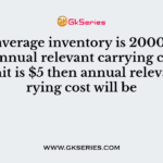 If an average inventory is 2000 units and annual relevant carrying cost of each unit is $5 then annual relevant carrying cost will be
