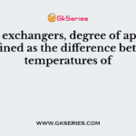 In heat exchangers, degree of approach is defined as the difference between temperatures of