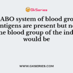 In the ABO system of blood groups, if both antigens are present but no antibody, the blood group of the individual would be