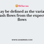 Risk may be defined as the variation of actual cash flows from the expected cash flows