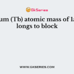 Terbium (Tb) atomic mass of 159 belongs to block