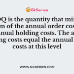 The EOQ is the quantity that minimises the sum of the annual order costs and the annual holding costs. The annual holding costs equal the annual order costs at this level
