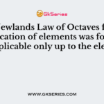 The Newlands Law of Octaves for the classification of elements was found to be applicable only up to the element