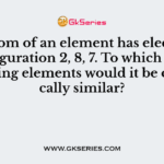 The atom of an element has electronic con-figuration 2, 8, 7. To which of the following elements would it be chemically similar?