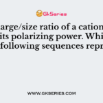 The charge/size ratio of a cation determines its polarizing power. Which one of the following sequences represents