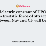 The dielectric constant of H2O is 80. The electrostatic force of attraction between Na+ and Cl- will be