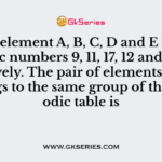 The element A, B, C, D and E have atomic numbers 9, 11, 17, 12 and 13 respectively. The pair of elements which belongs to the same group of the periodic table is
