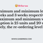 The maximum and minimum lead time is 4 weeks and 3 weeks respectively. If the maximum and minimum weekly consumption is 25 units and 20 units respectively, the re-ordering level will be