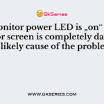 The monitor power LED is „on‟ but the monitor screen is completely dark