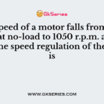 The speed of a motor falls from 1100 r.p.m. at no-load to 1050 r.p.m. at rated load. The speed regulation of the motor is