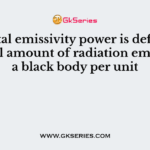 The total emissivity power is defined as the total amount of radiation emitted by a black body per unit