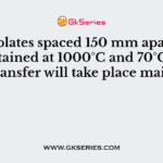 Two plates spaced 150 mm apart are maintained at 1000°C and 70°C. The heat transfer will take place mainly by