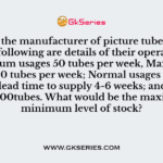 V Ltd. is the manufacturer of picture tubes for TV, The following are details of their operation.
