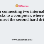 When connecting two internal SCSI hard disks to a computer, where do you connect the second hard drive?