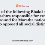 Which of the following Bhakti saint of Maharashtra responsible for creating a background for Maratha nationalism and also opposed all social distinctions?