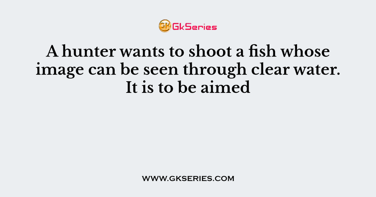 A hunter wants to shoot a fish whose image can be seen through clear water. It is to be aimed