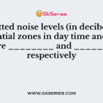 Permitted noise levels (in decibels) for residential zones in day time and night time are ________ and __________ respectively
