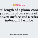 The focal length of a plano-convex lens having a radius of curvature of 10 cm for convex surface and a refractive index of 1.5 will be