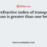 The refractive index of transparent medium is greater than one because